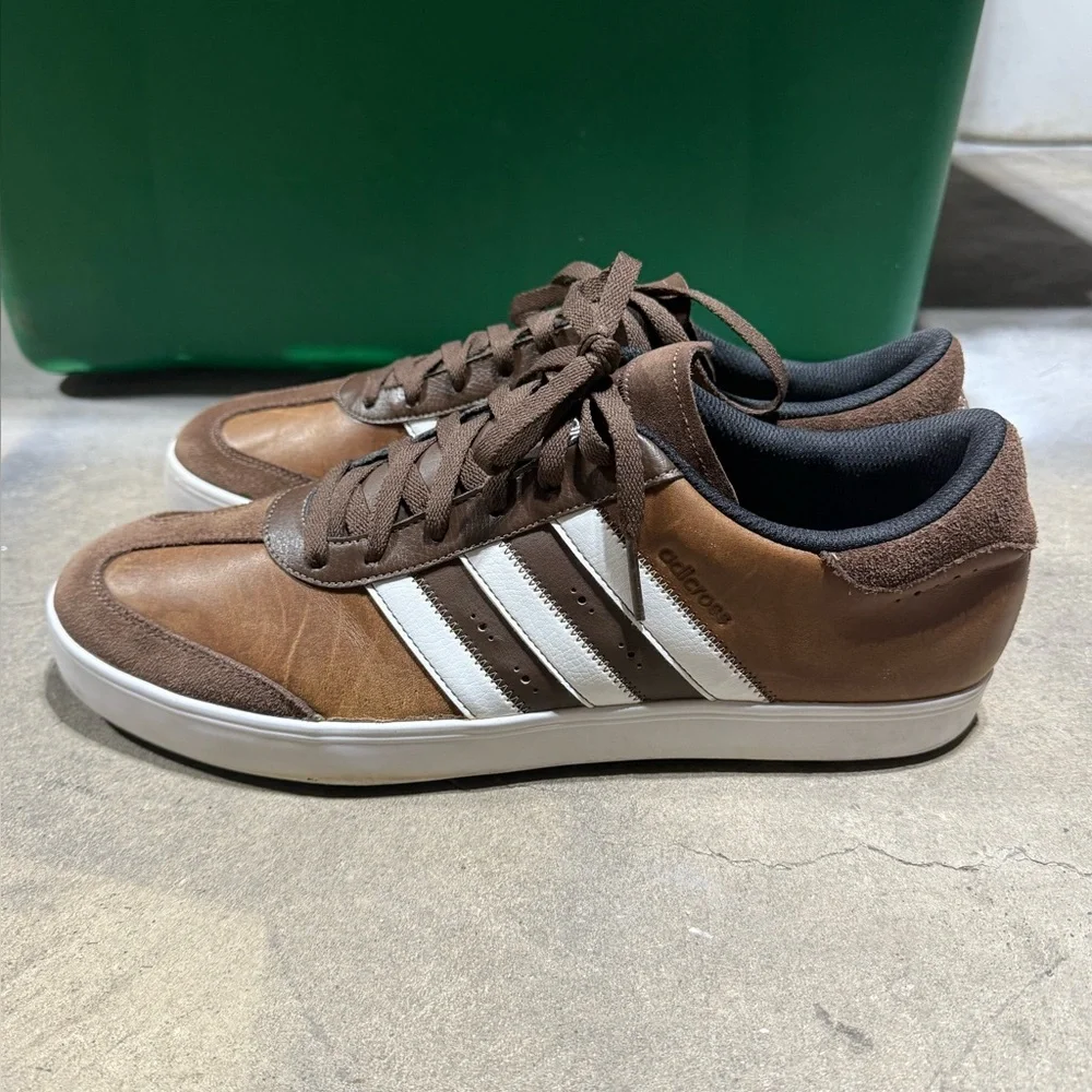 Adidas Adicross Leather Spikeless Golf Shoes Brown/White Men's Size 13 - Picture 5 of 16